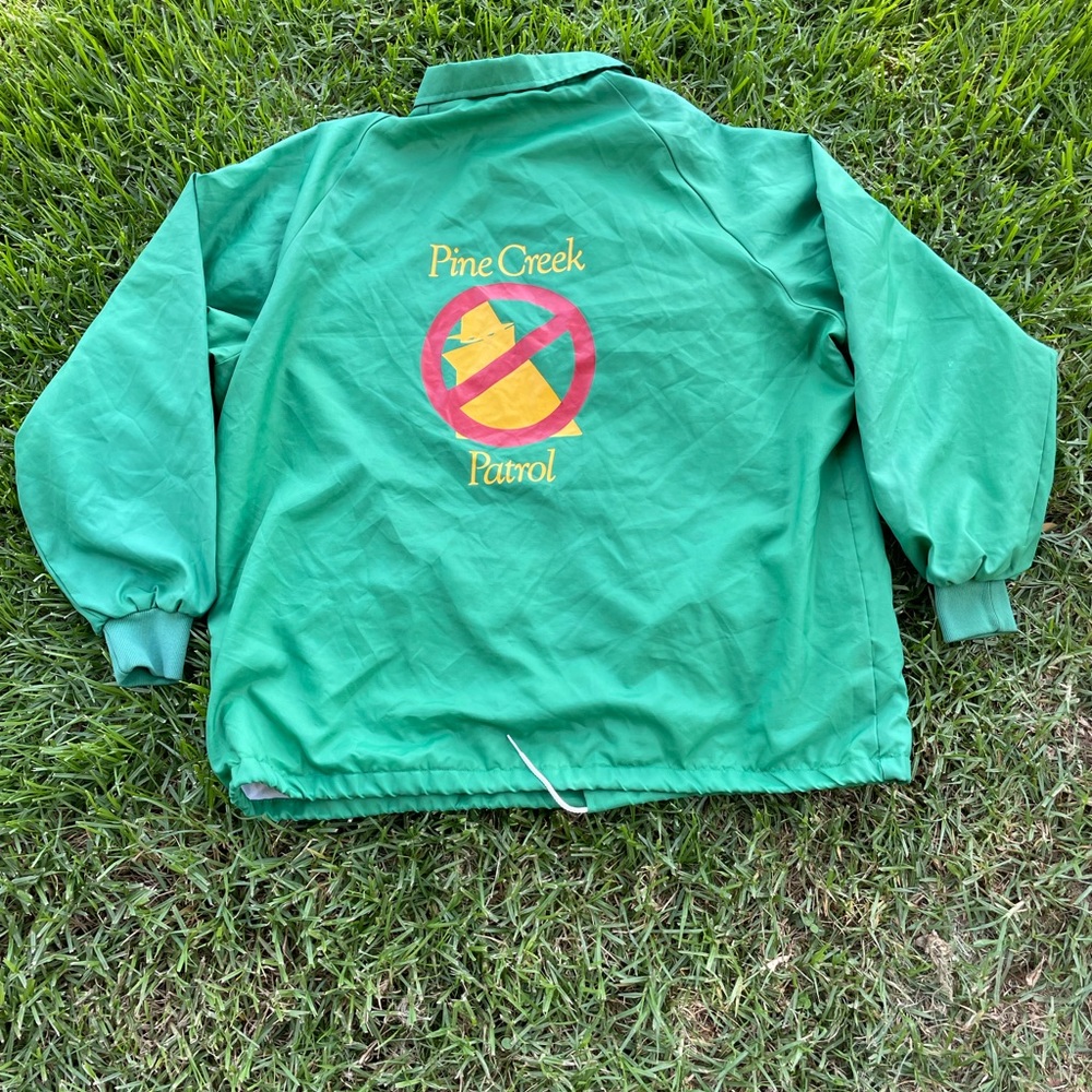 80s 90s Pine Creek Patrol Neighborhood Watch Windbreaker Jacket Trench XL